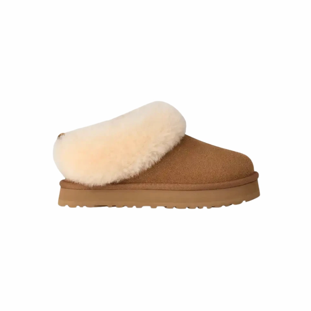 Slippers With Detachable Soles UGG Tazzelle 1171198Ka???CHE Slippers Kids Chestnut Suede Sheepskin Collar GUG141