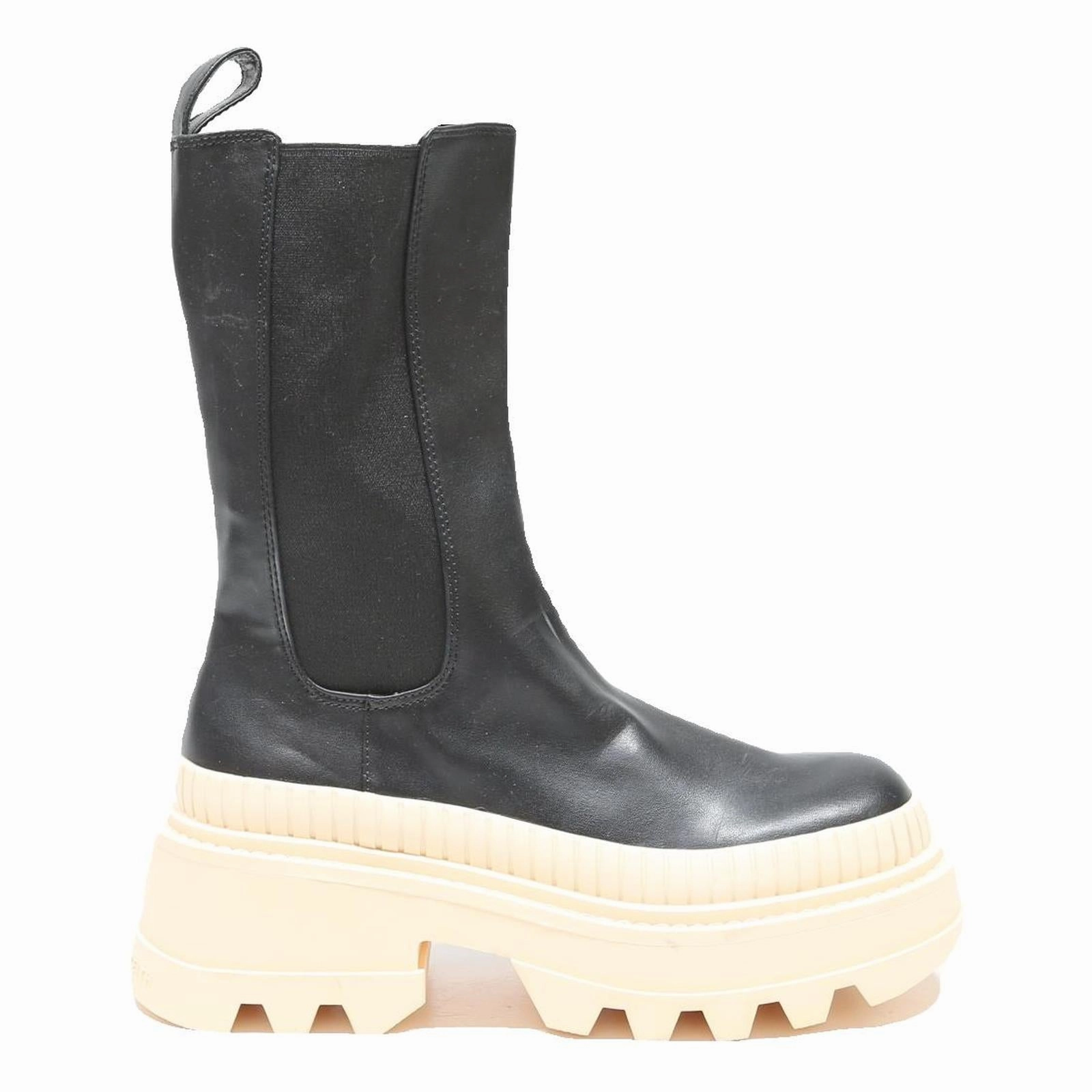 Leggings To Wear With Boots CHARLES & KEITH Womens Black Leather Ankle Boots UK 3 Chunky Sole Platform