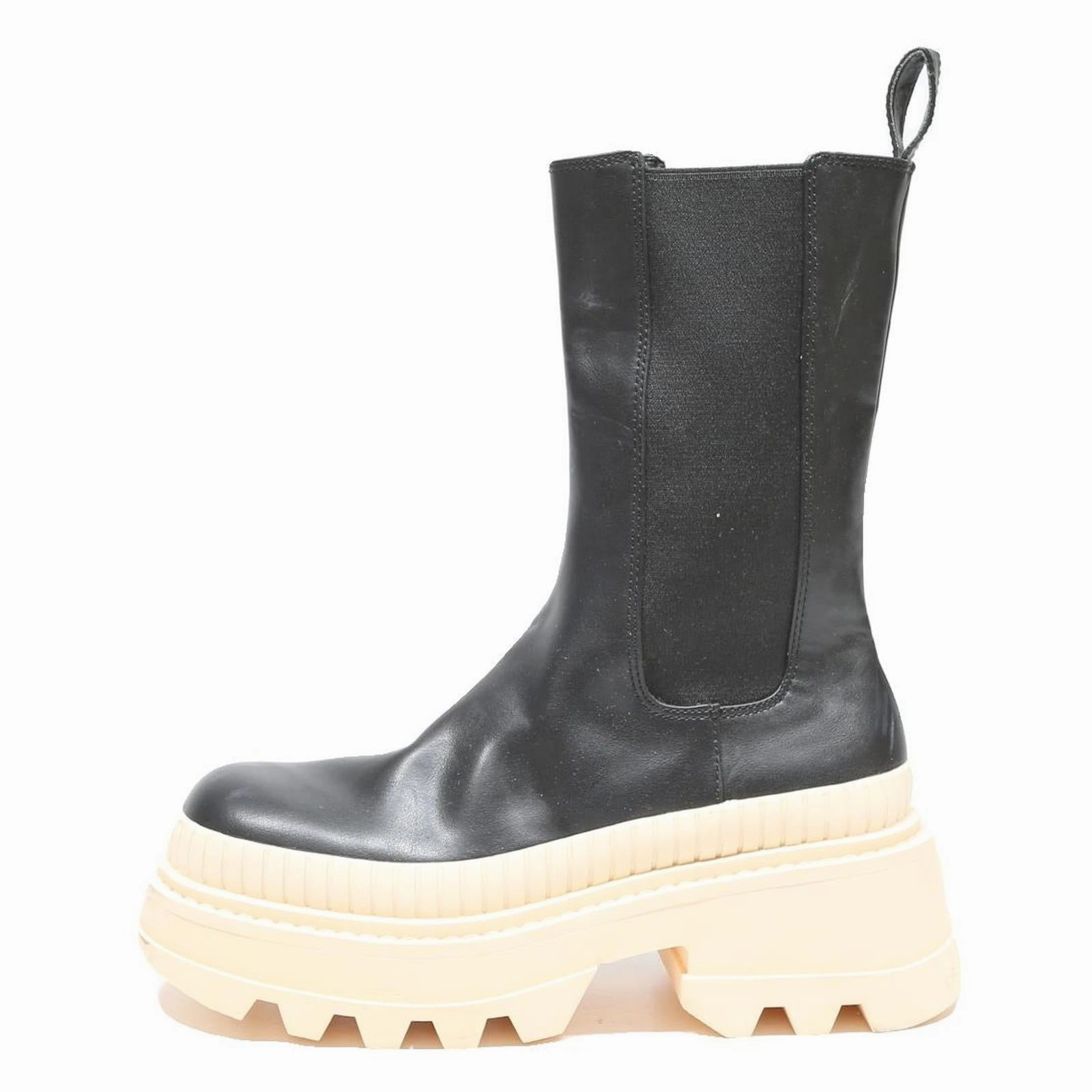 Leg Warmers In Boots CHARLES & KEITH Womens Black Leather Ankle Boots UK 3 Chunky Sole Platform