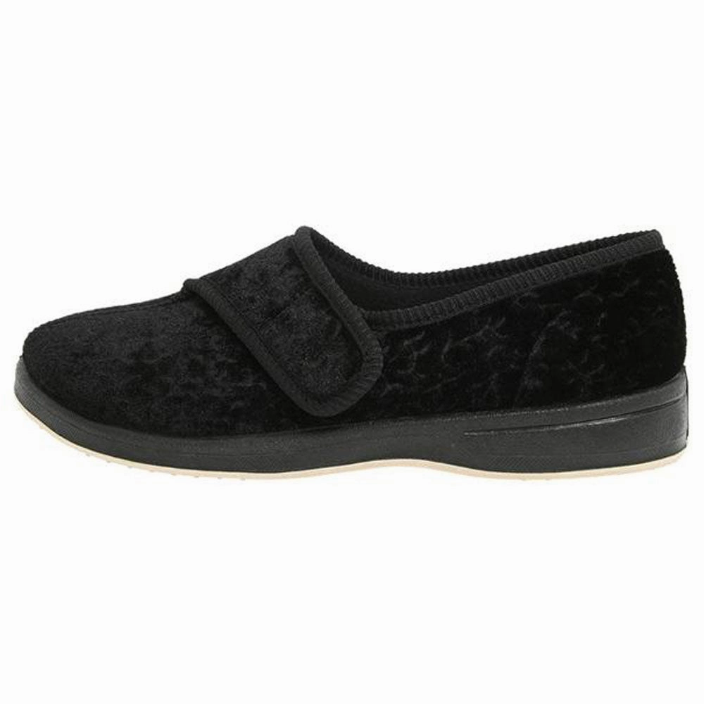 Slippers That Don't Make Your Feet Sweat Foamtreads Jewel Slipper Black Velour (Women's)