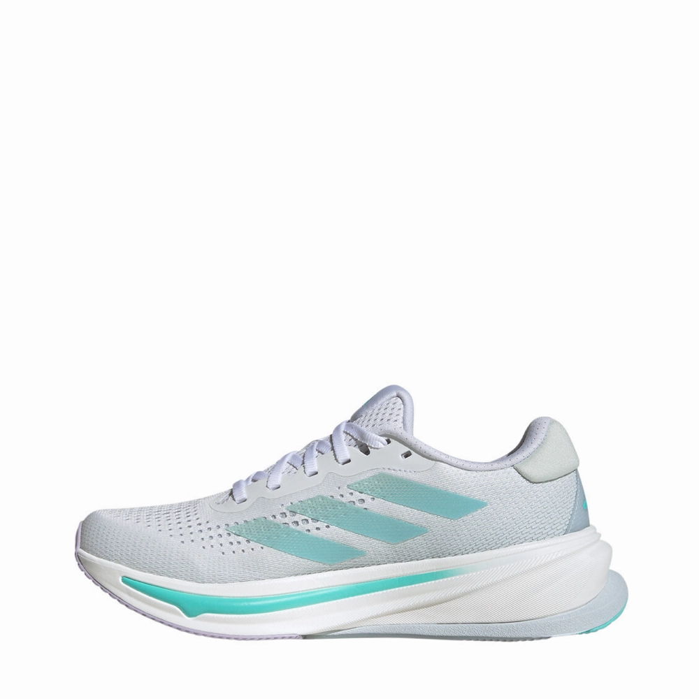 Mahomes Adidas Shoes Adidas Women's Supernova Rise Sneaker in Ftw White/Linen Green Metallic/Flash Aqua