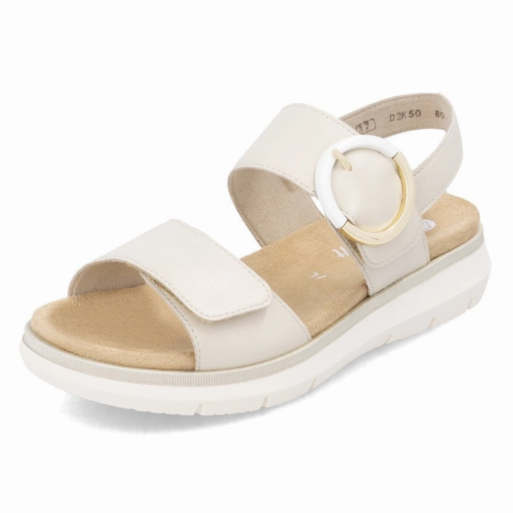 Sezane Sandals Remonte Jocelyn D2K50 White Leather Sandal (Women's)