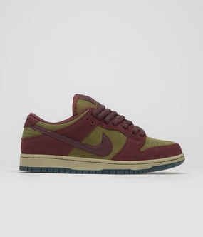 Pink Shoes Nike Nike SB Dunk Low Pro Shoes - Dark Team Red / Burgundy Crush - Olive Flak