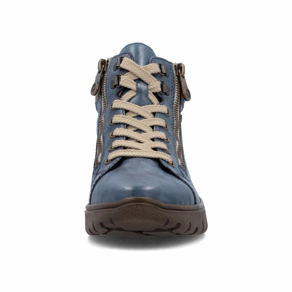 Lace Up Shoe Boots Rieker Heike 05 Navy/Orange Multi Zip Boot (Women's)