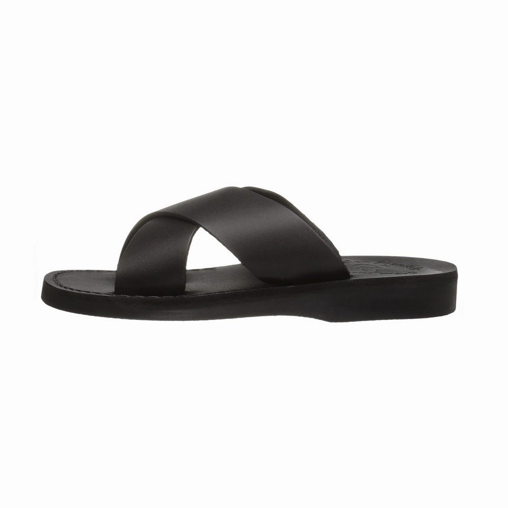 Elan - Leather Cross Strap Sandal | Black Sandals Dunn's River Jamaica