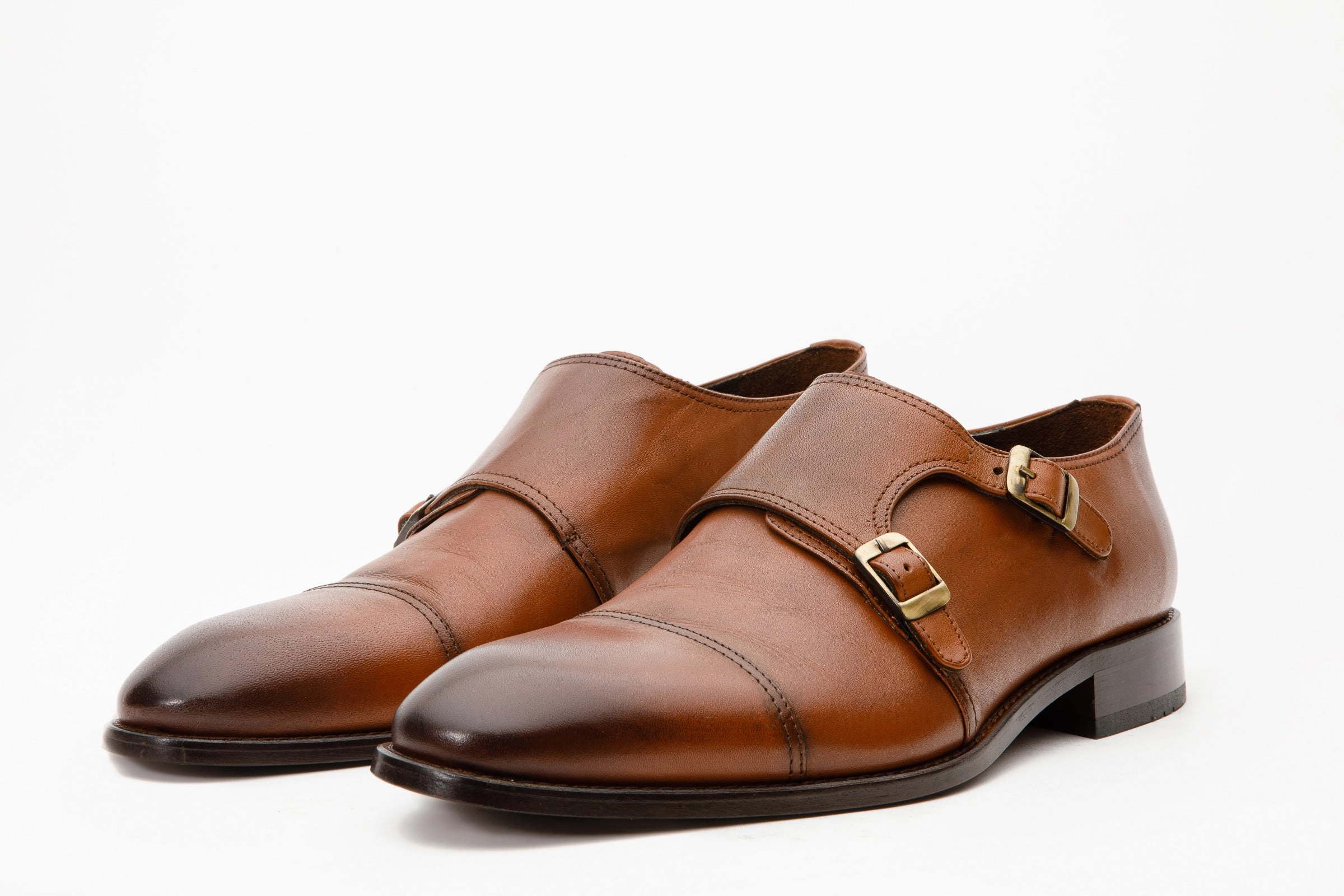 Oxfords And Dress Shoes The Essen Brown Cap Toe Double Monk Strap Men Shoe