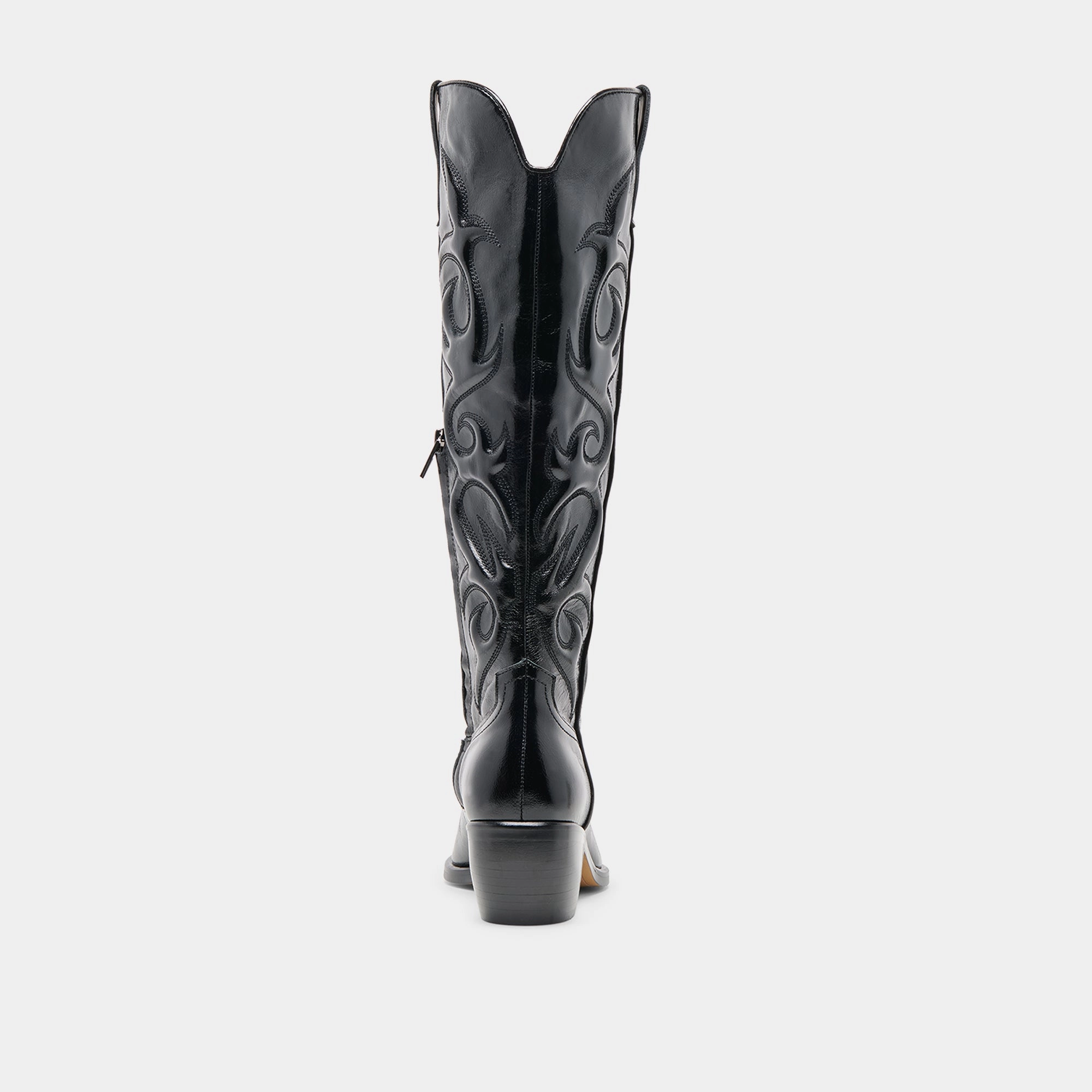 Gothic Platform Boots MIRLA WIDE CALF BOOTS BLACK LEATHER