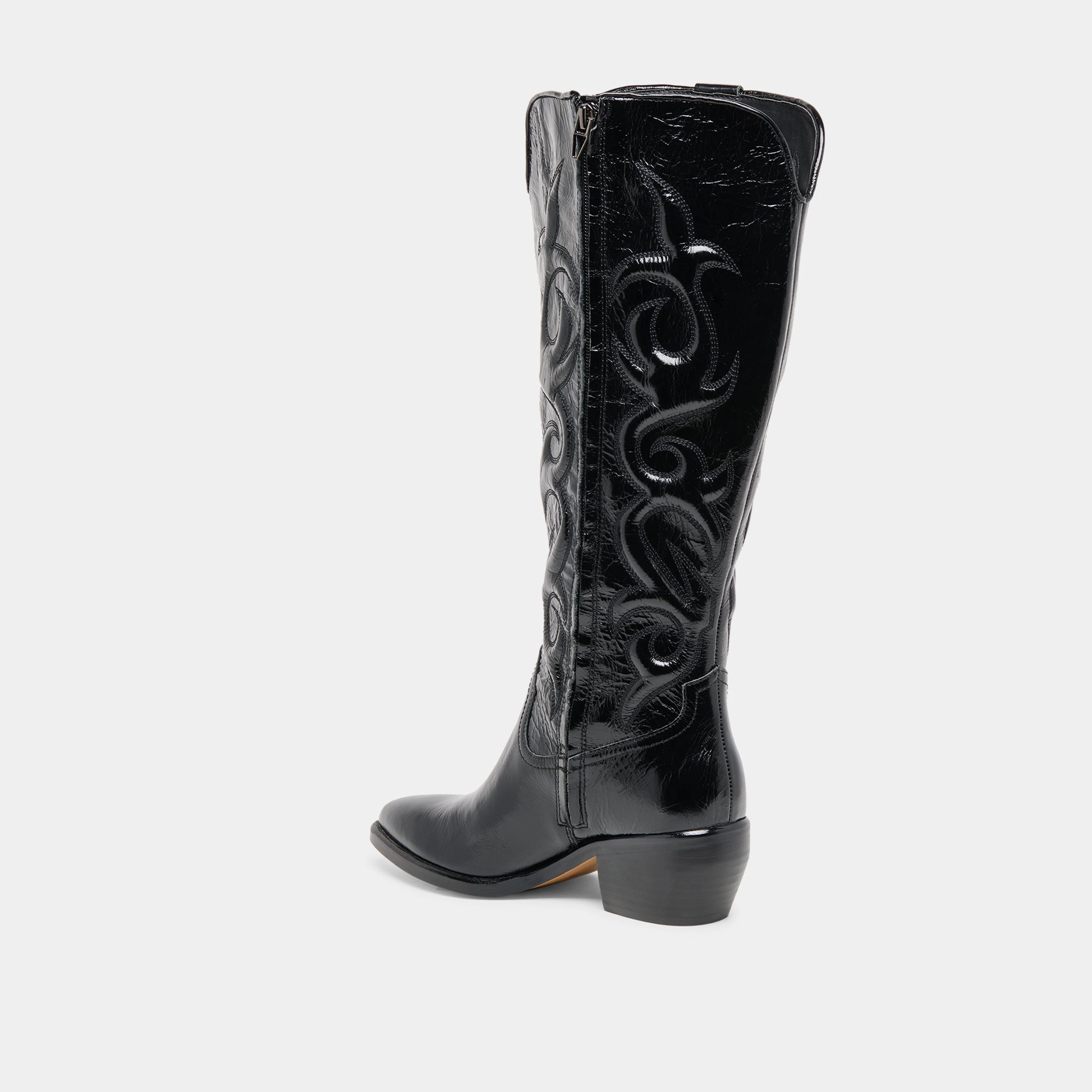 G Circle Boots MIRLA WIDE CALF BOOTS BLACK LEATHER