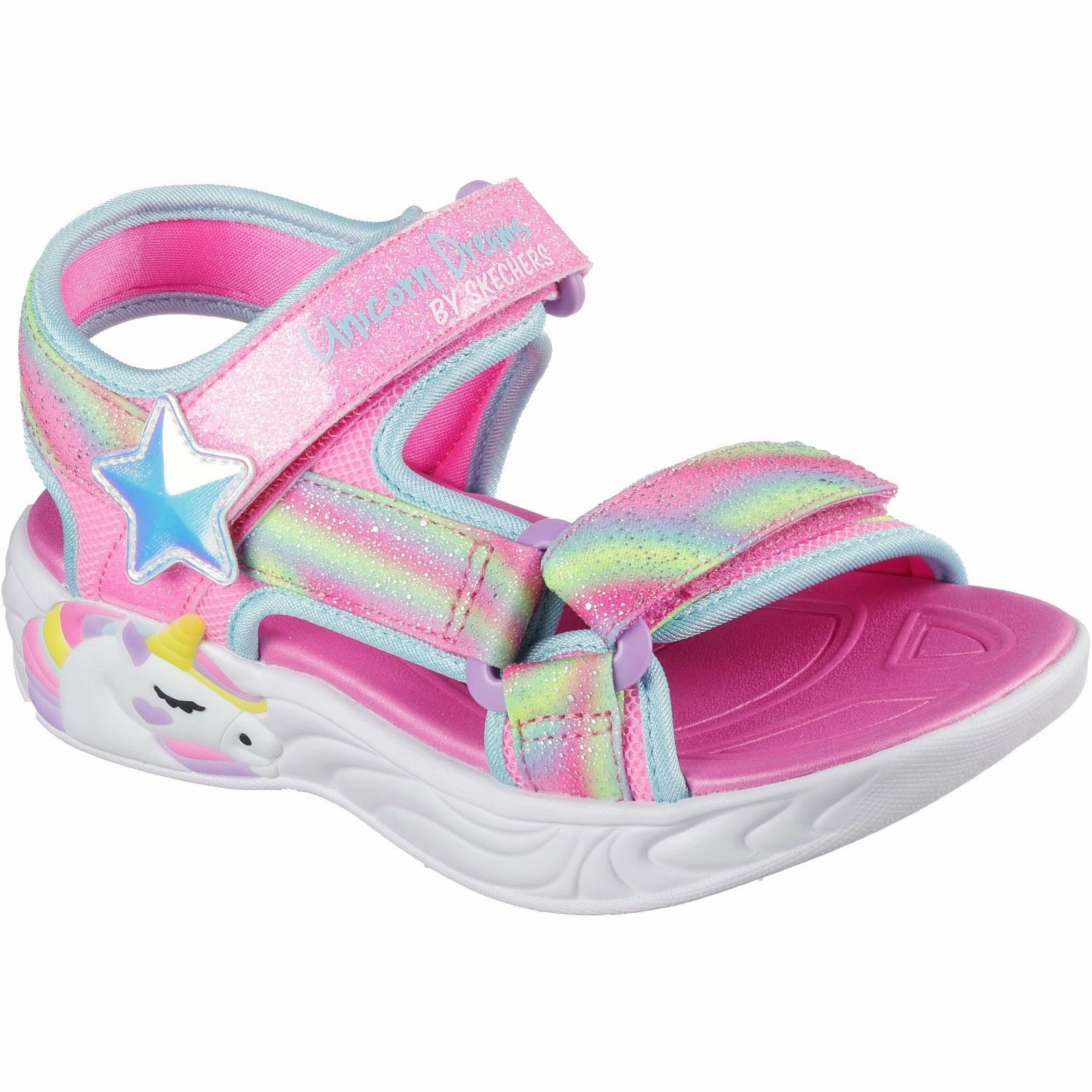 Rockstud Flat Sandals Skechers Pink Unicorn Dreams Sandal