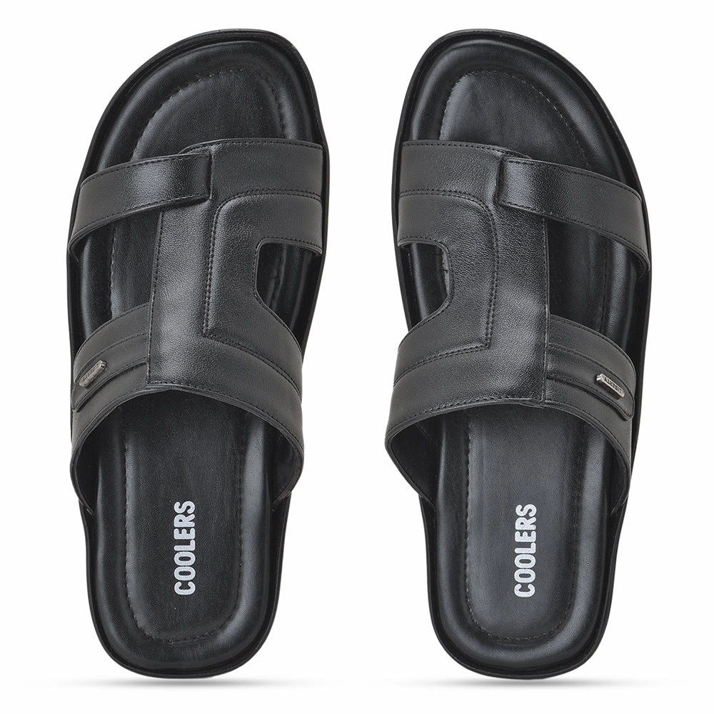 Coolers By Liberty LAF-227 Casual Black Slippers For Men Reflexology Slippers