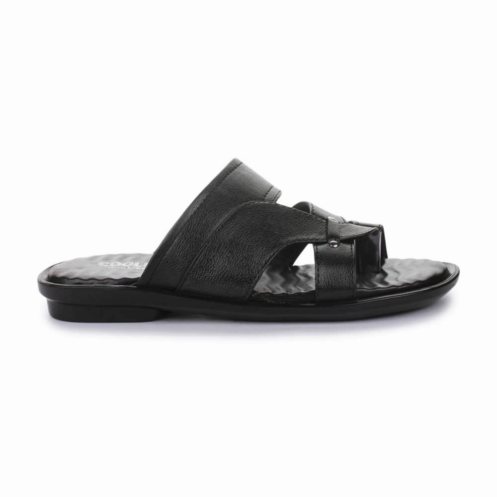 Coolers Casual Black Slippers For Men TRL-113 By Liberty Low Heel Slides