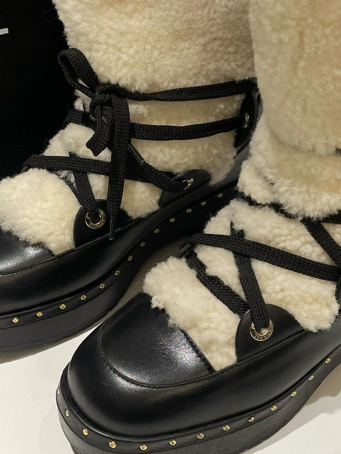 Chanel Shearling Boots White Shearling Style Boots Mid Calf Boots