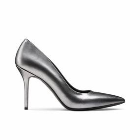Women's Silver Leather Pump Dark Brown Dress Shoe