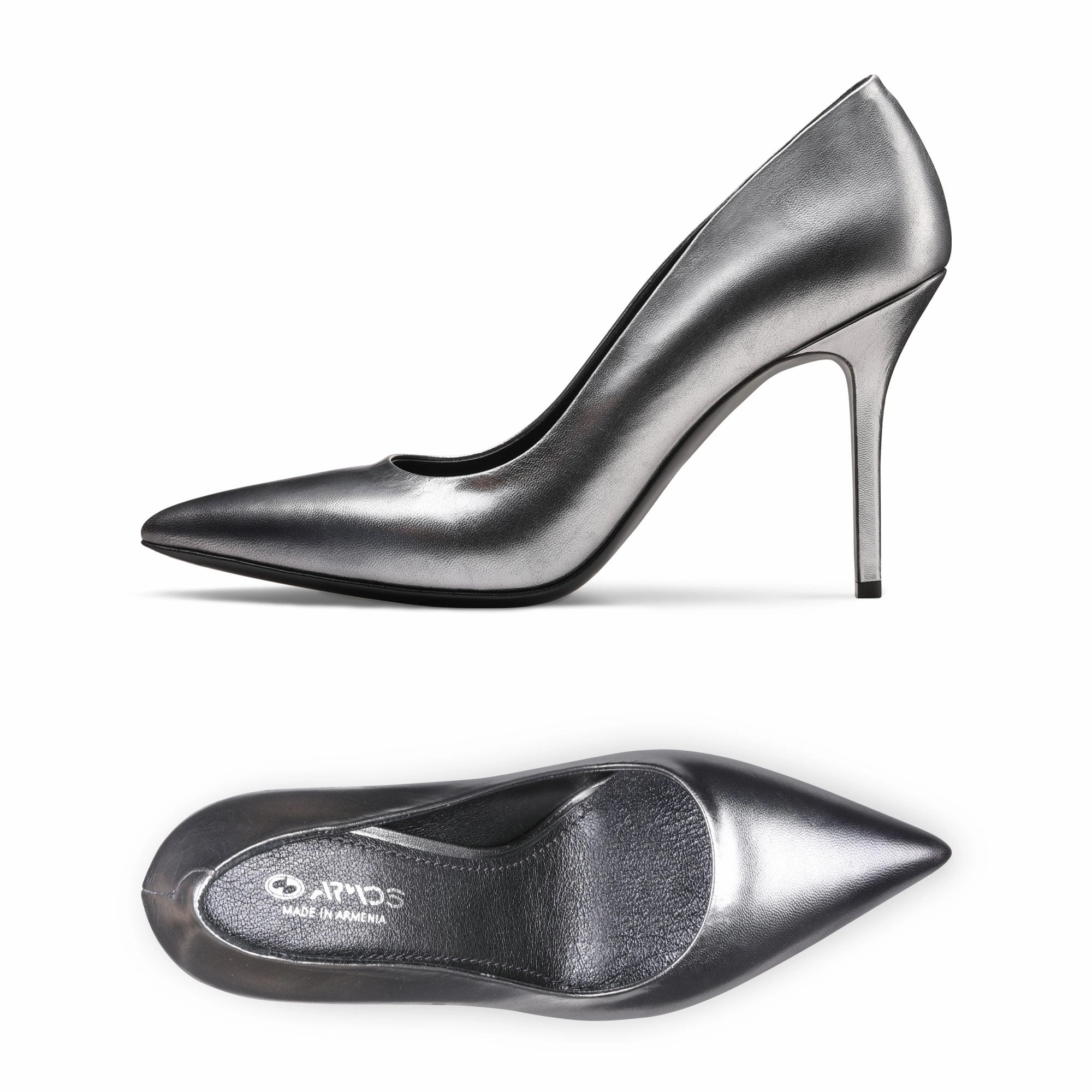 Women's Silver Leather Pump Shoes With Winter Dresses