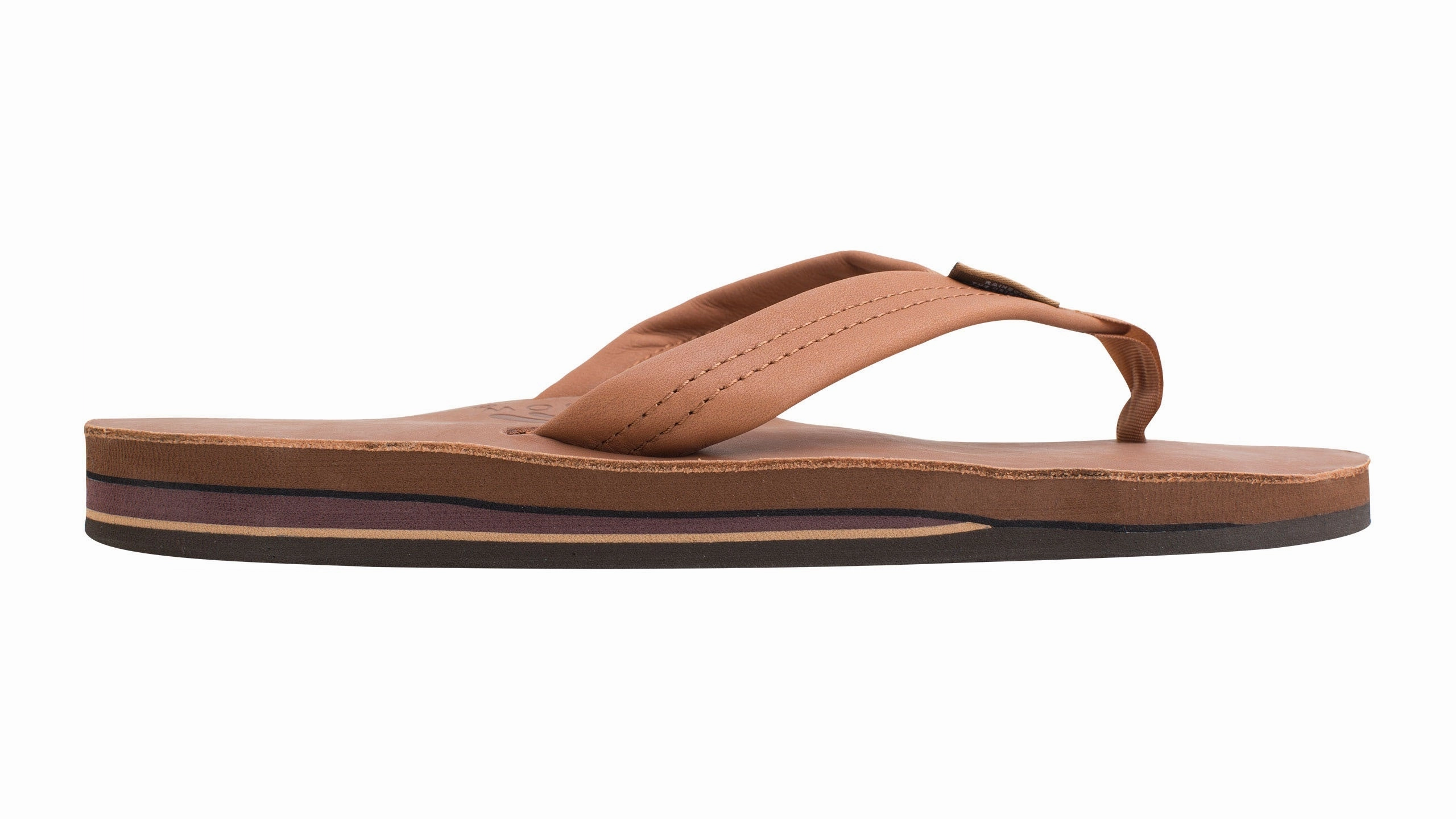 Rainbow Double Layer Leather Sandal-Classic Tan w/Brown Best Supportive Sandals
