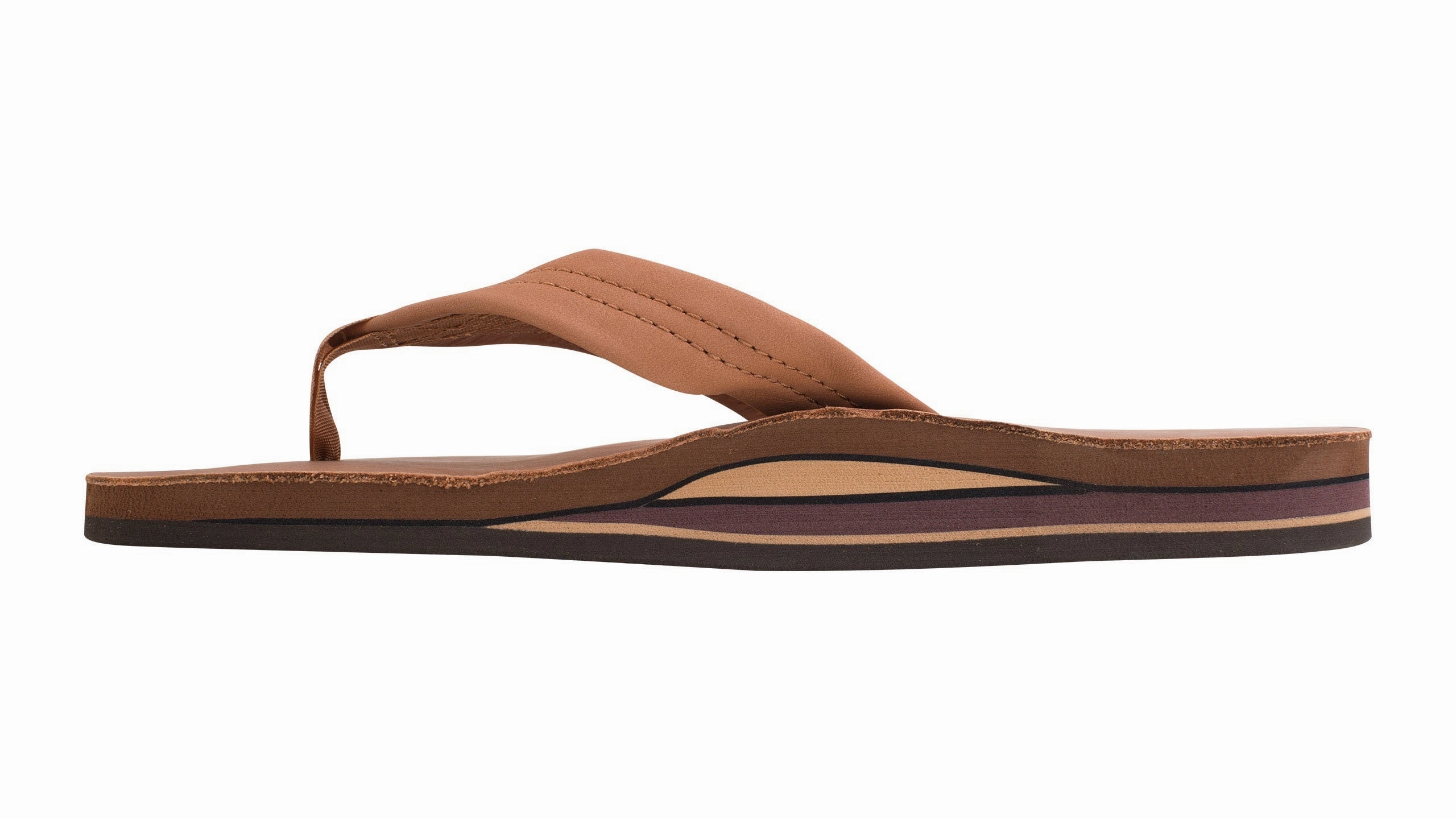 Rainbow Double Layer Leather Sandal-Classic Tan w/Brown Bare Paws Sandals