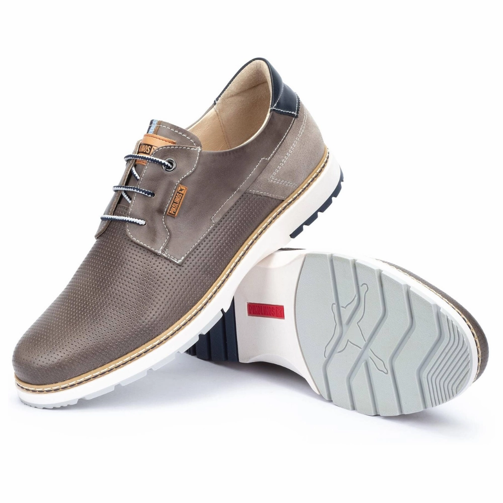 Black And Grey Dress Shoes Pikolinos Olvera Dark Grey Leather Shoe (Men's)