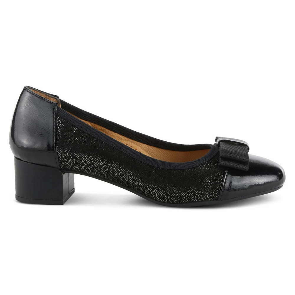 Spring Step Paulette Black Patent Leather Pump (Women's) Waterproofing Dress Shoes