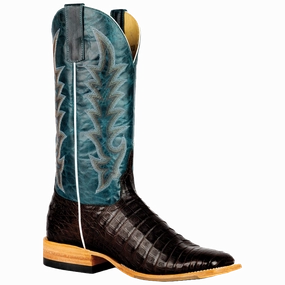 Brown Knee Boots Horse Power Men's Navy Explosion Chocolate Caiman Belly Boots HP8065