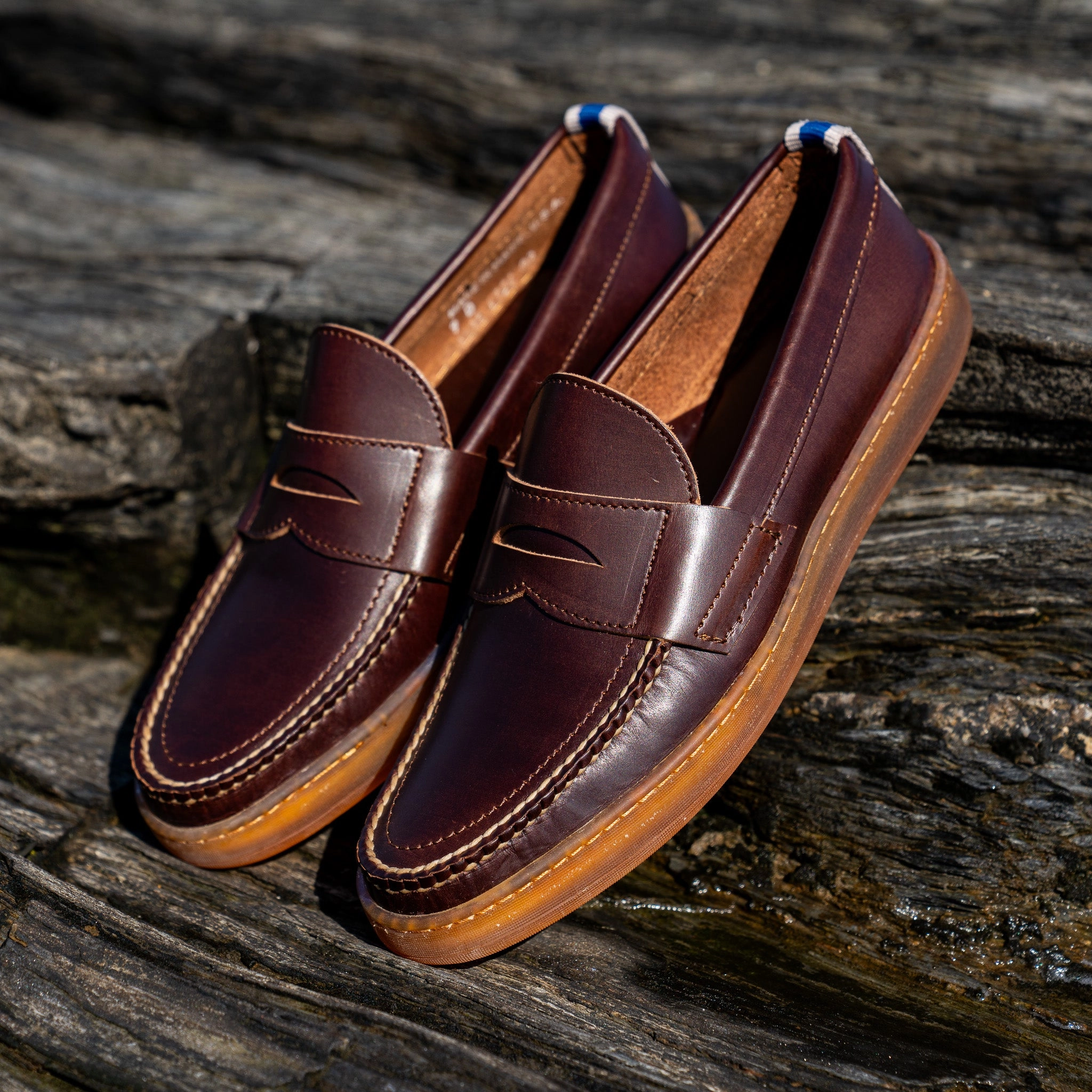 Cup Sole Penny Moc - Heritage Brown Ruched Loafers In Leather