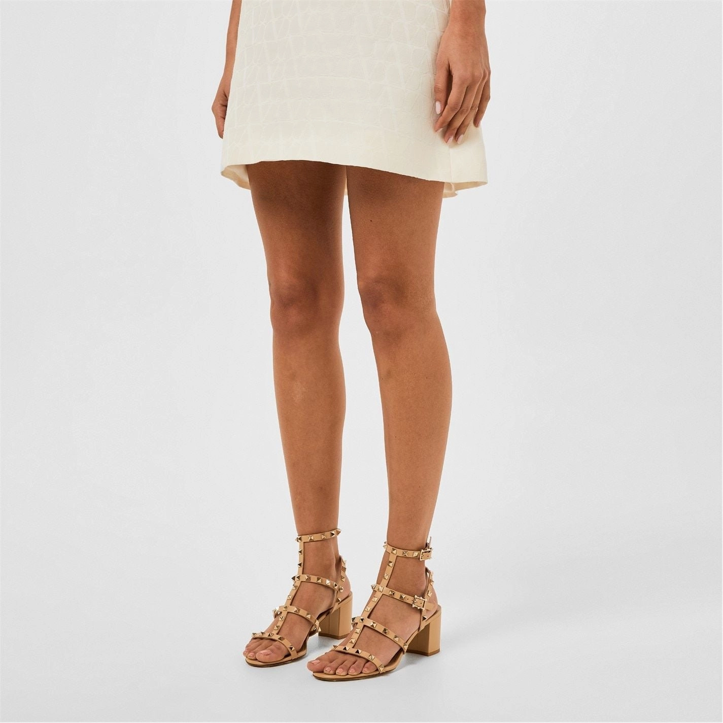 Valentino Garavani  Rockstud Calfskin Ankle Strap Sandals Cappuccino Jcpenney Clarks Sandals