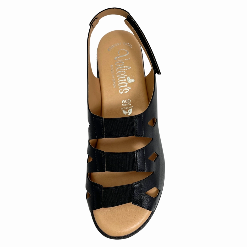 Spanish Sandals Valeria's Cecily Black Soft Leather Sandal (Women's)