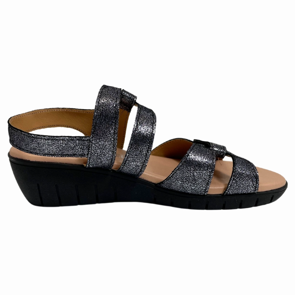 Valeria's Savanah Canvas Black Soft Leather Sandal (Women's) Sandals Bermuda All-inclusive