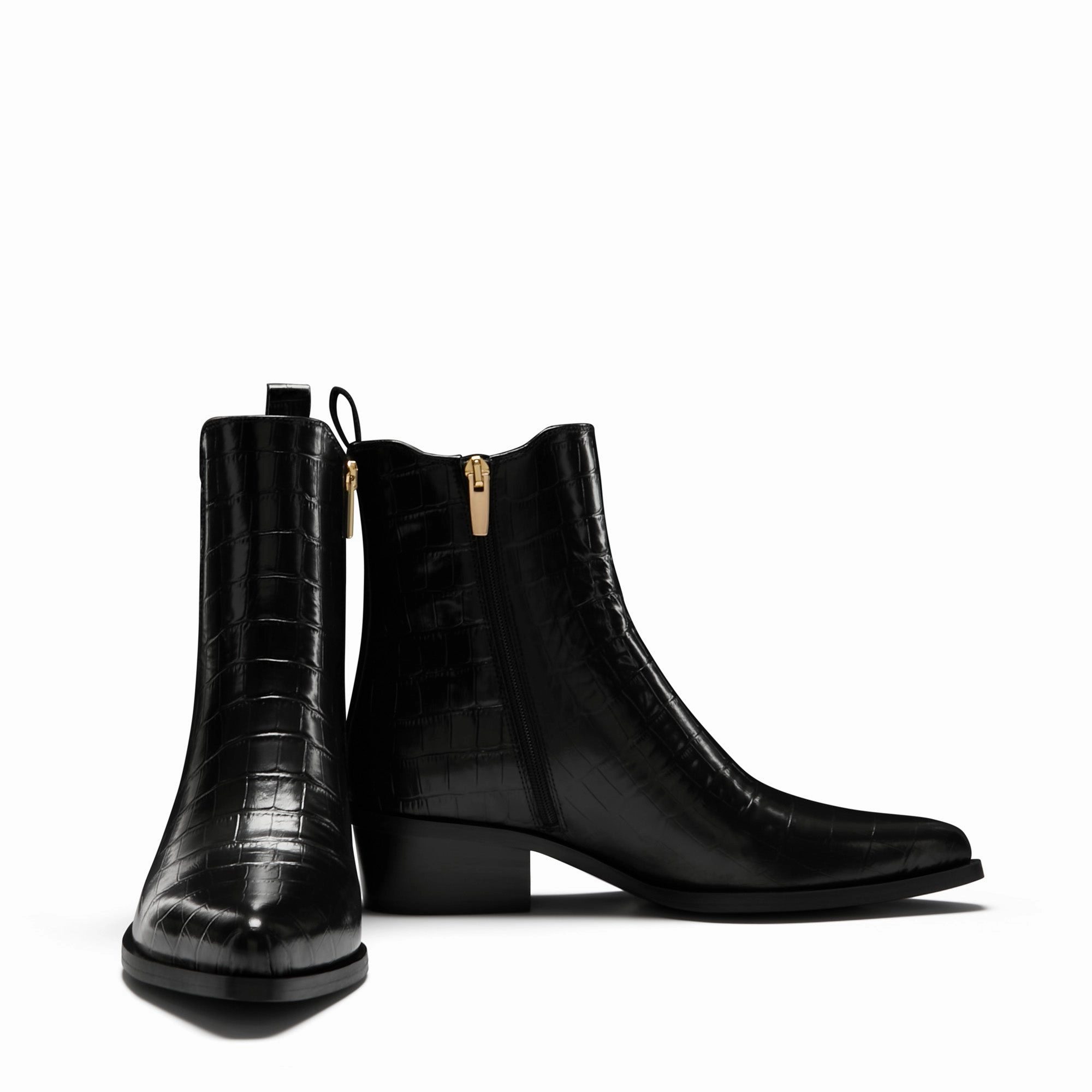 Cowboy Boots For Big Calves Vendme Amandine croco black calfskin leather boots