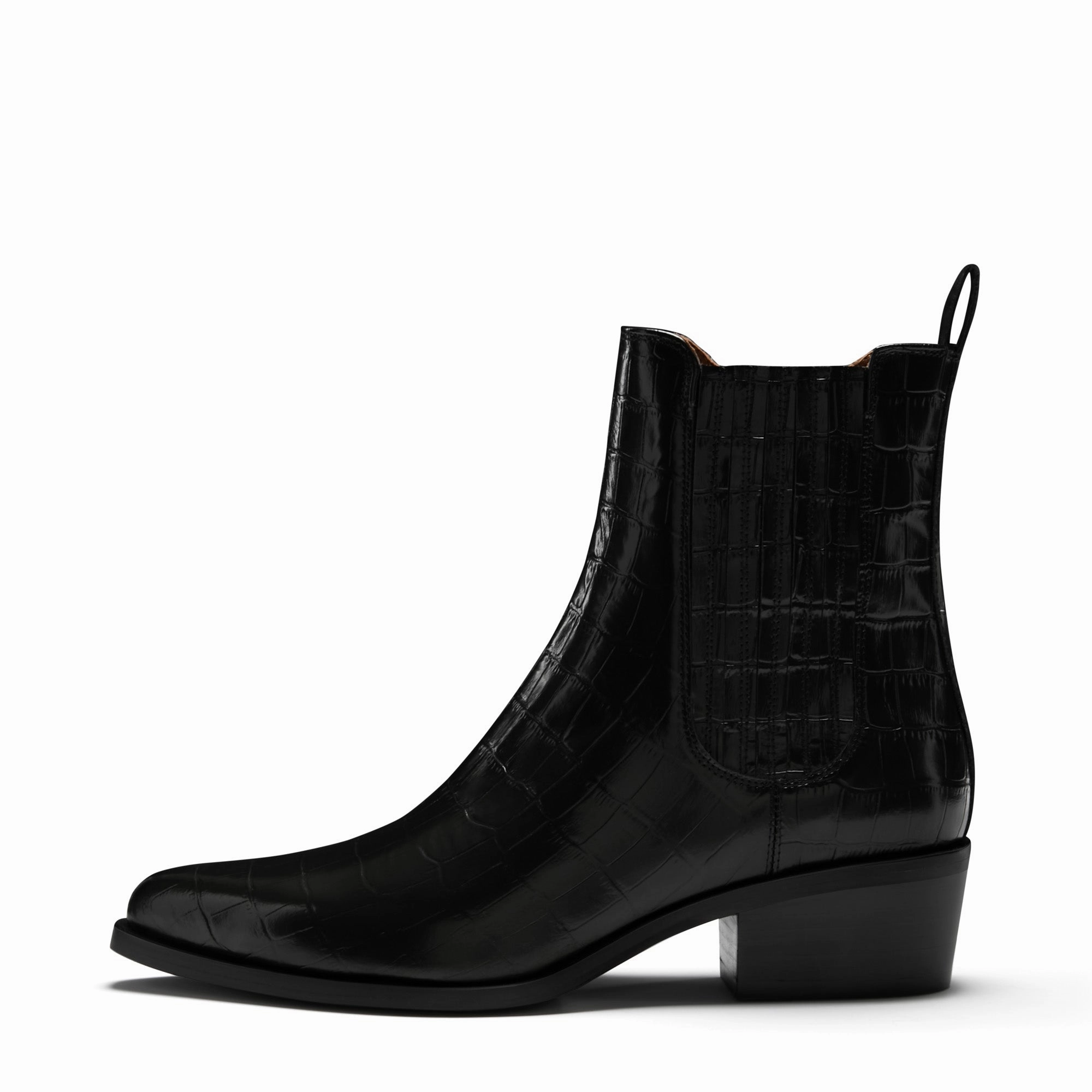 Vendme Amandine croco black calfskin leather boots Bluntstone Boots