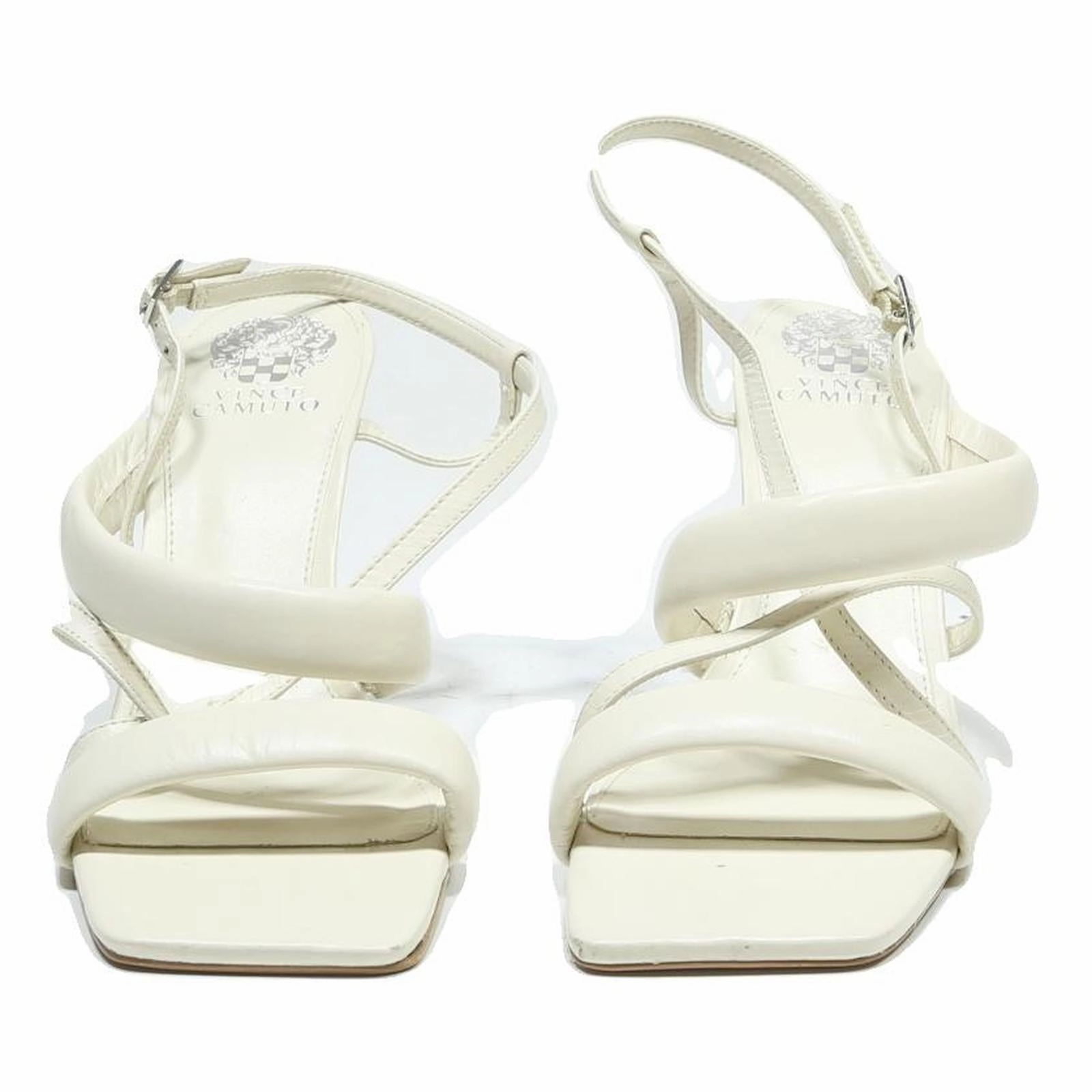 Best Sandals In St Lucia VINCE CAMUTO Womens White Leather Strappy Slingback Heeled Sandals UK 9 Elegant