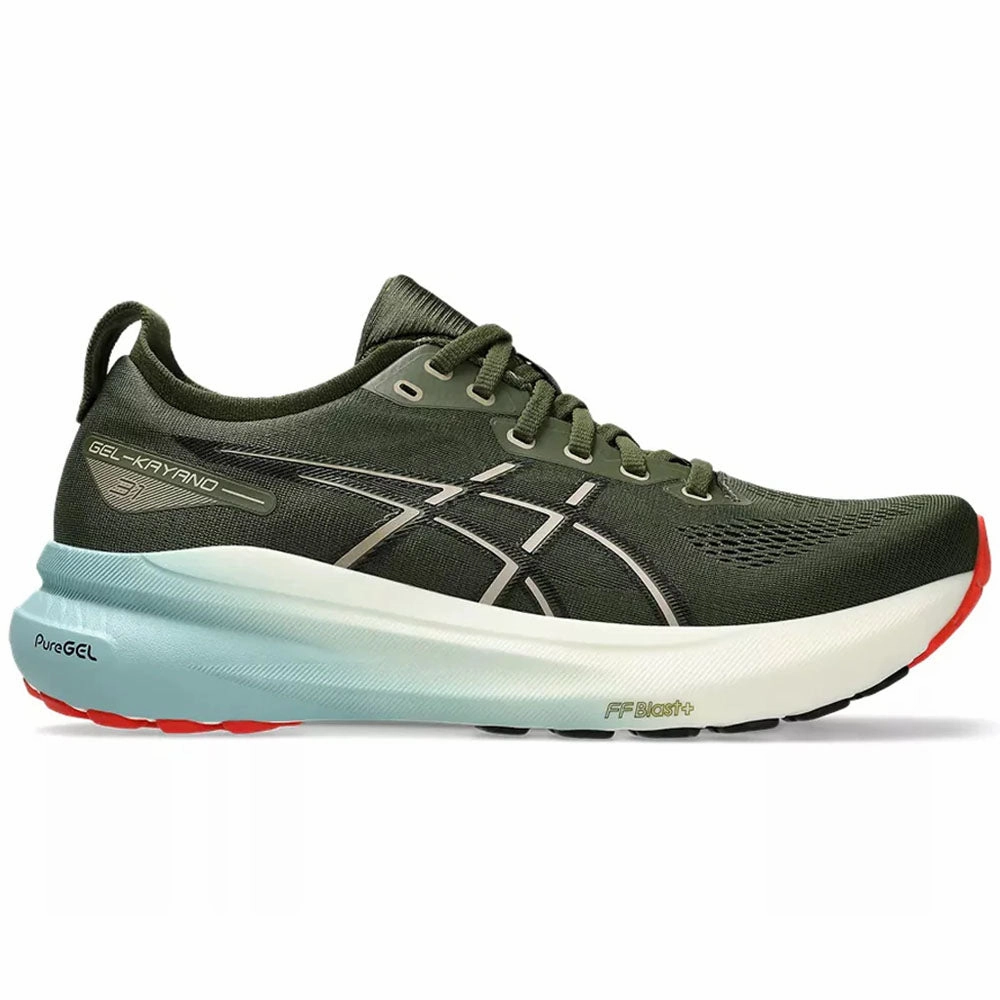Asics Low Drop Running Shoes Men's Asics Gel-Kayano 31, Smog Green/Black, 11 D Medium
