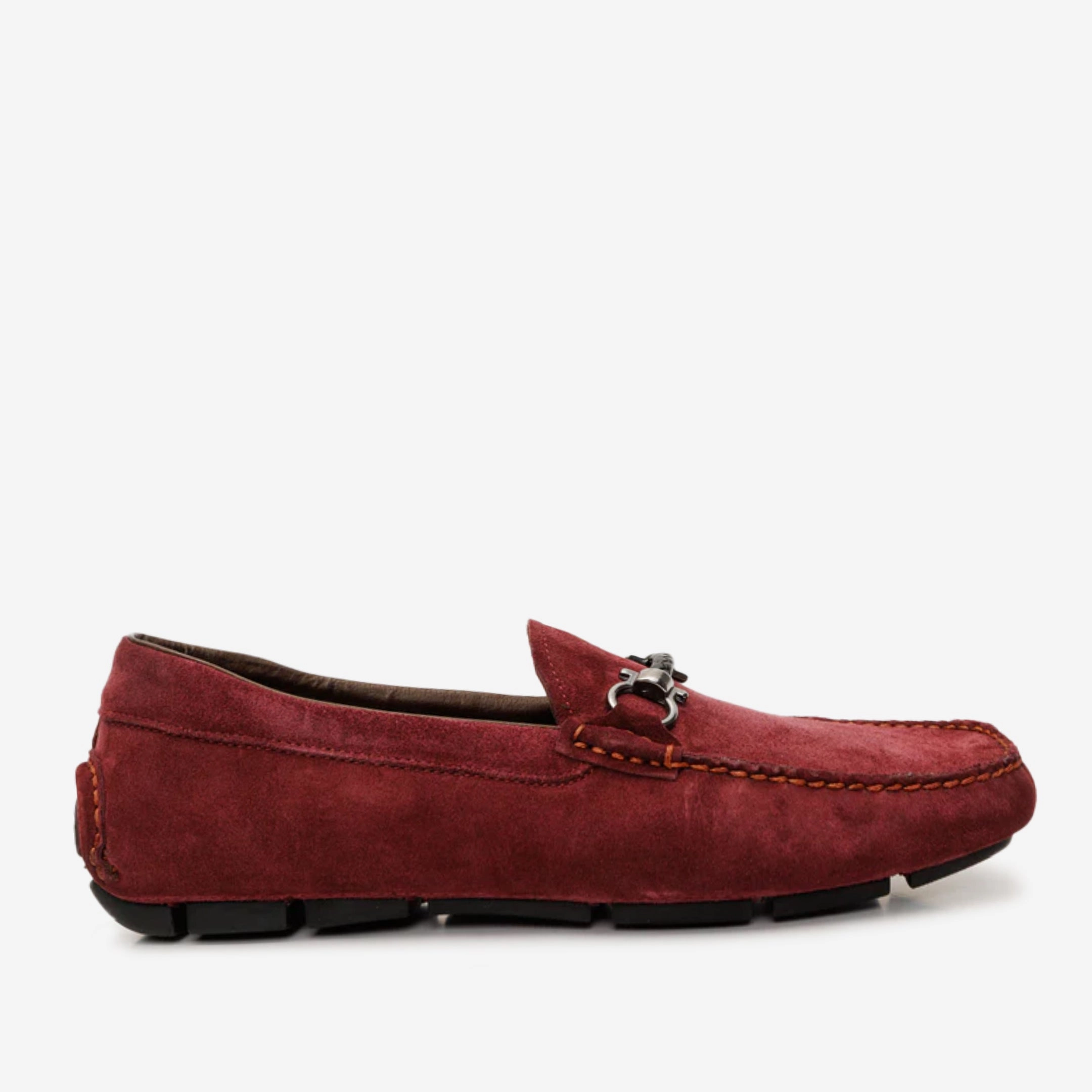 Designer Dress Shoes The Bari Burgundy Suede Leather Bit Drive Loafer Men  Shoe