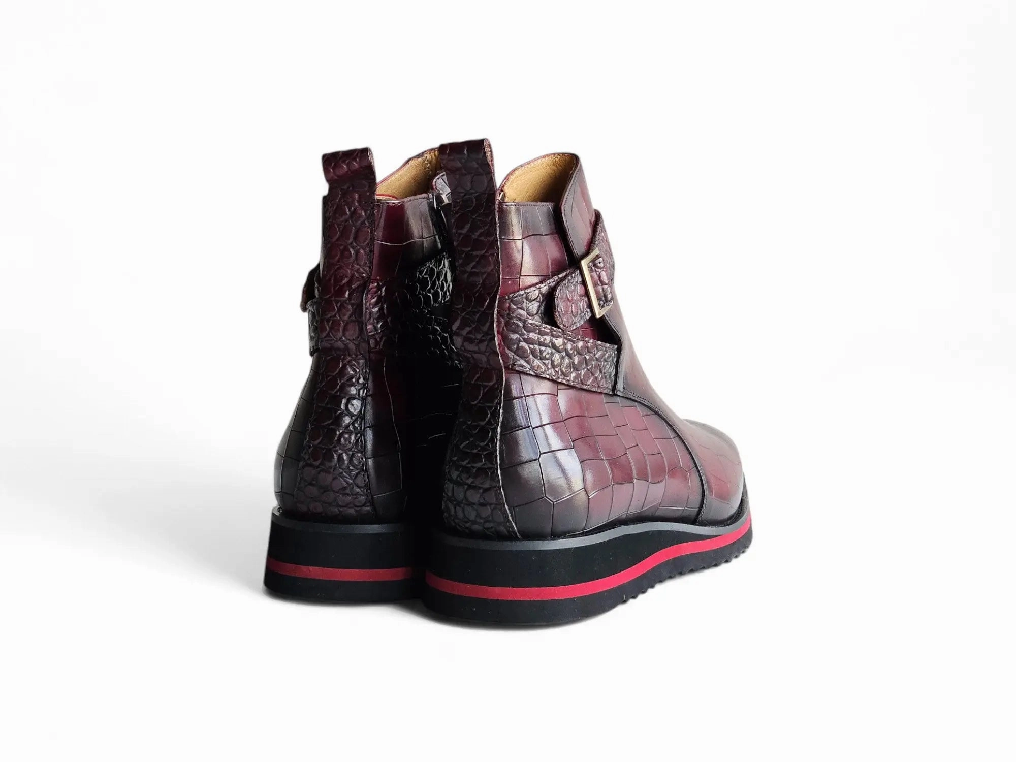 Thigh High Boots Low Heel Vesper Cross Strap Buckle Boot