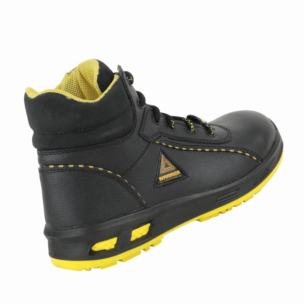 Female Motorbike Boots Warrior Genuine Leather Ankle Boot Black Steel Toe Safety Boots for Men EARTH-BOOT By Liberty