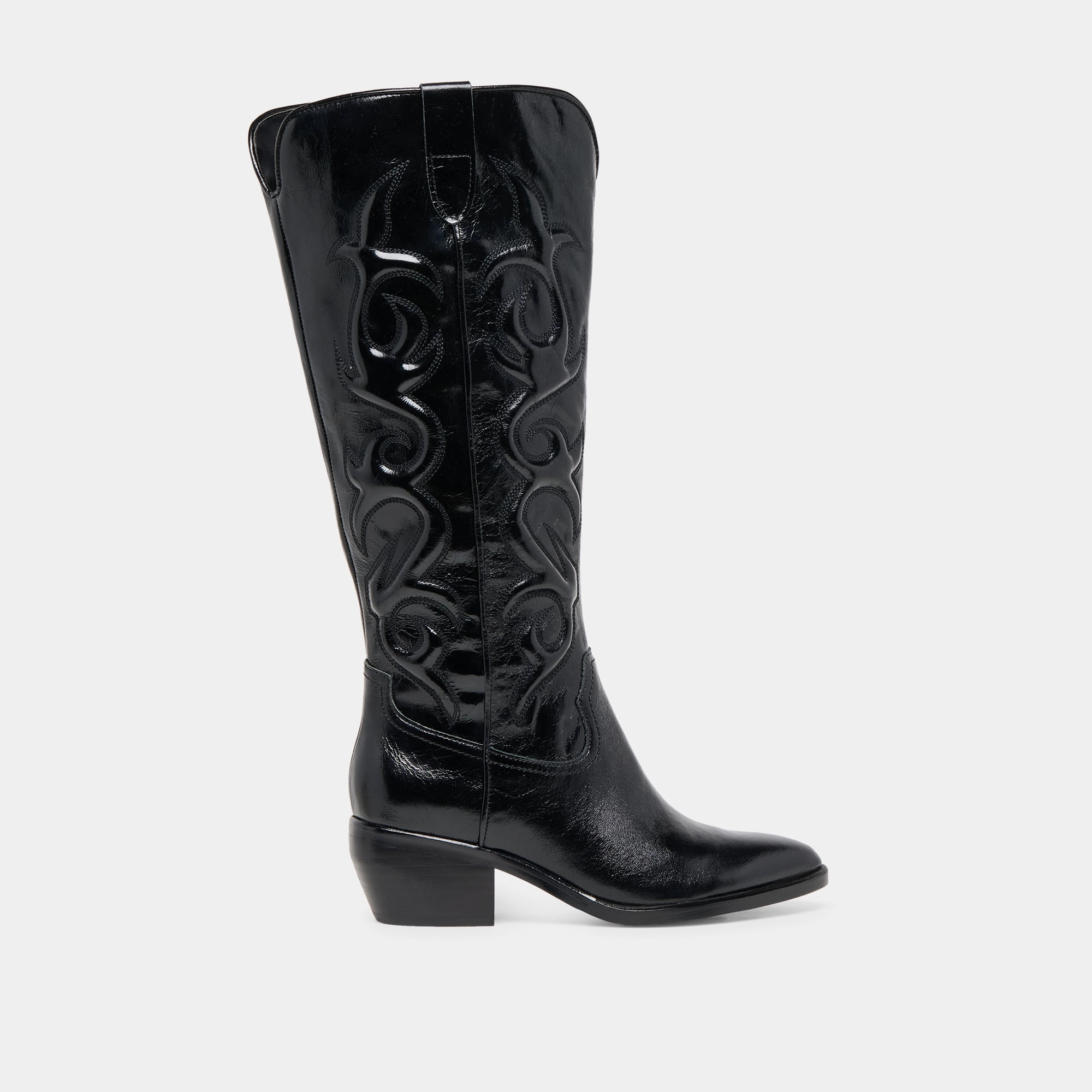 MIRLA WIDE CALF BOOTS BLACK LEATHER Cheap Country Boots