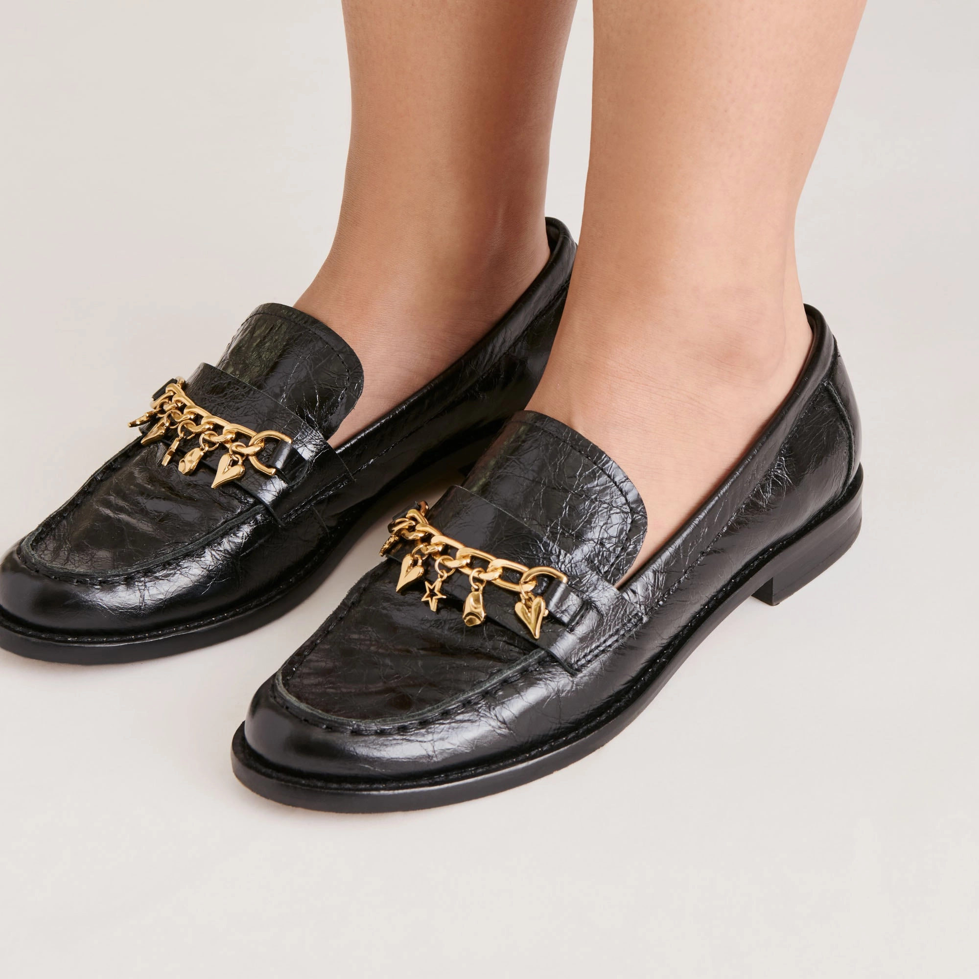 Most Comfortable Lug Sole Loafers WAYLEN LOAFERS MIDNIGHT CRINKLE PATENT