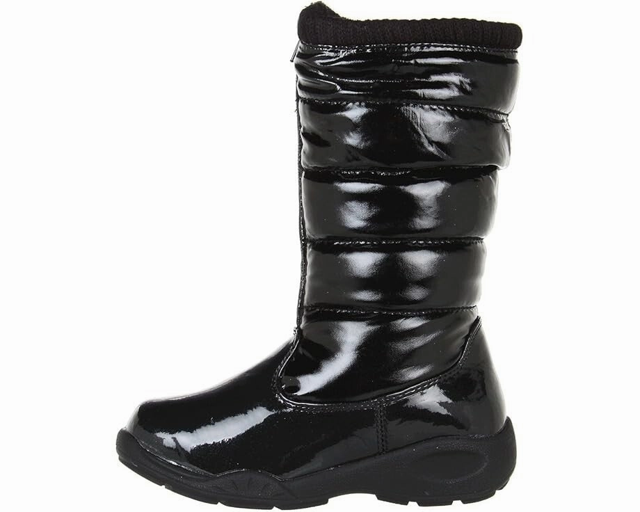 Cowboy Boots For Big Calves Tundra Puffy Snow Boots Kids  Black Patent Waterproof Fleece Lined ZOGG302