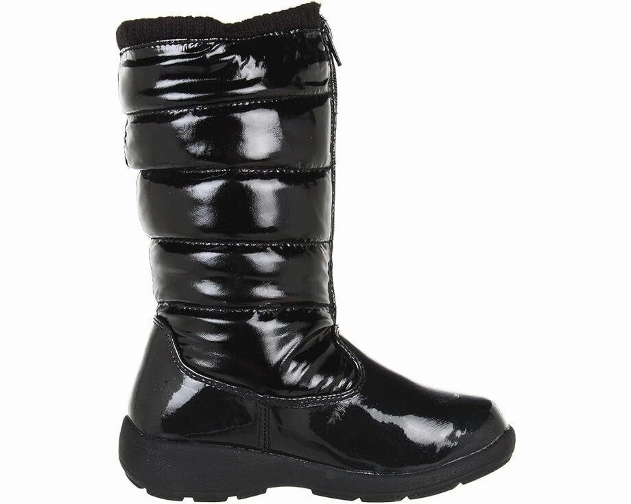 Tundra Puffy Snow Boots Kids  Black Patent Waterproof Fleece Lined ZOGG302 Boots Women
