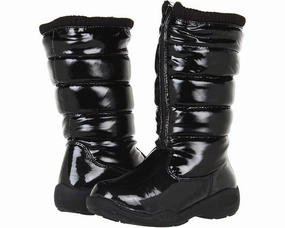 Sock Ankle Boots Tundra Puffy Snow Boots Kids  Black Patent Waterproof Fleece Lined ZOGG302