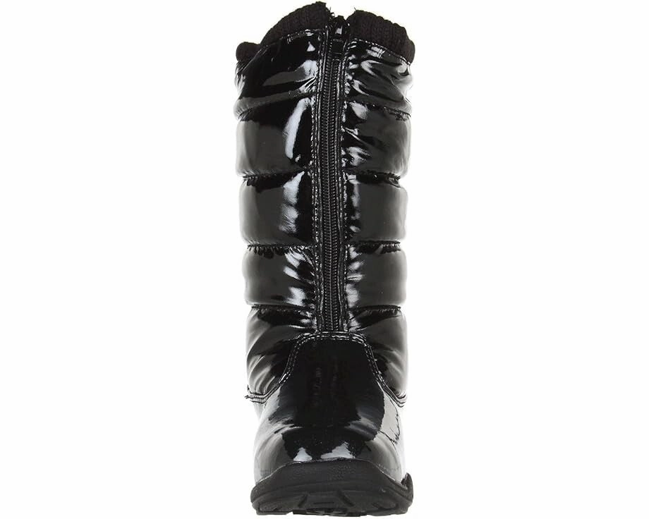 Tundra Puffy Snow Boots Kids  Black Patent Waterproof Fleece Lined ZOGG302 Joules Wellington Boots