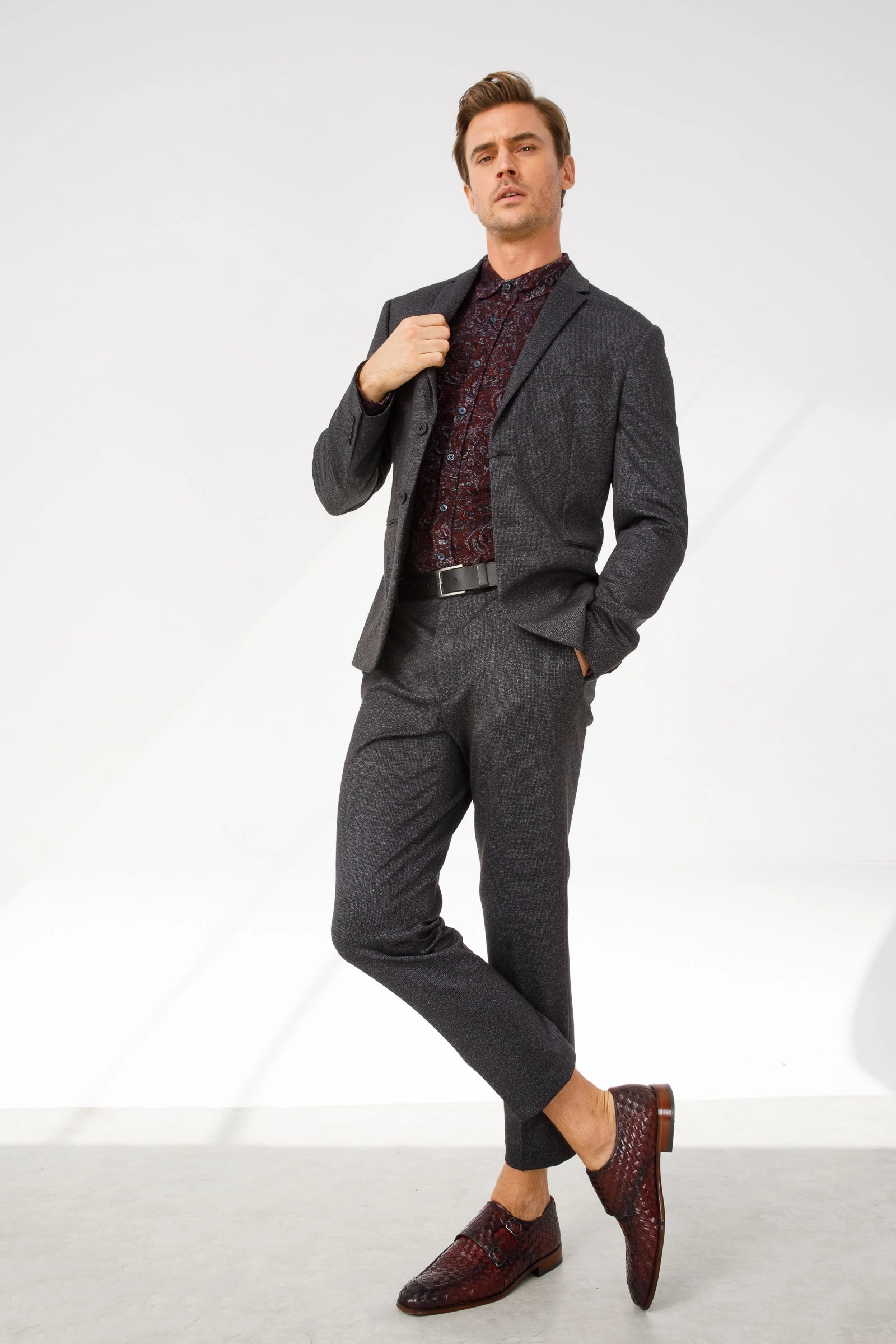 The Turan Burgundy Woven Double Monk Strap Dress Men  Shoe Dress Shoes Size 13