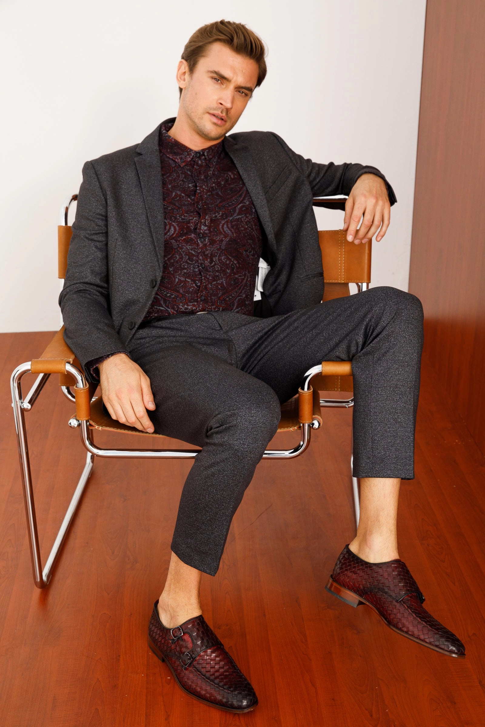 Best Dress Shoes Bunions The Turan Burgundy Woven Double Monk Strap Dress Men  Shoe