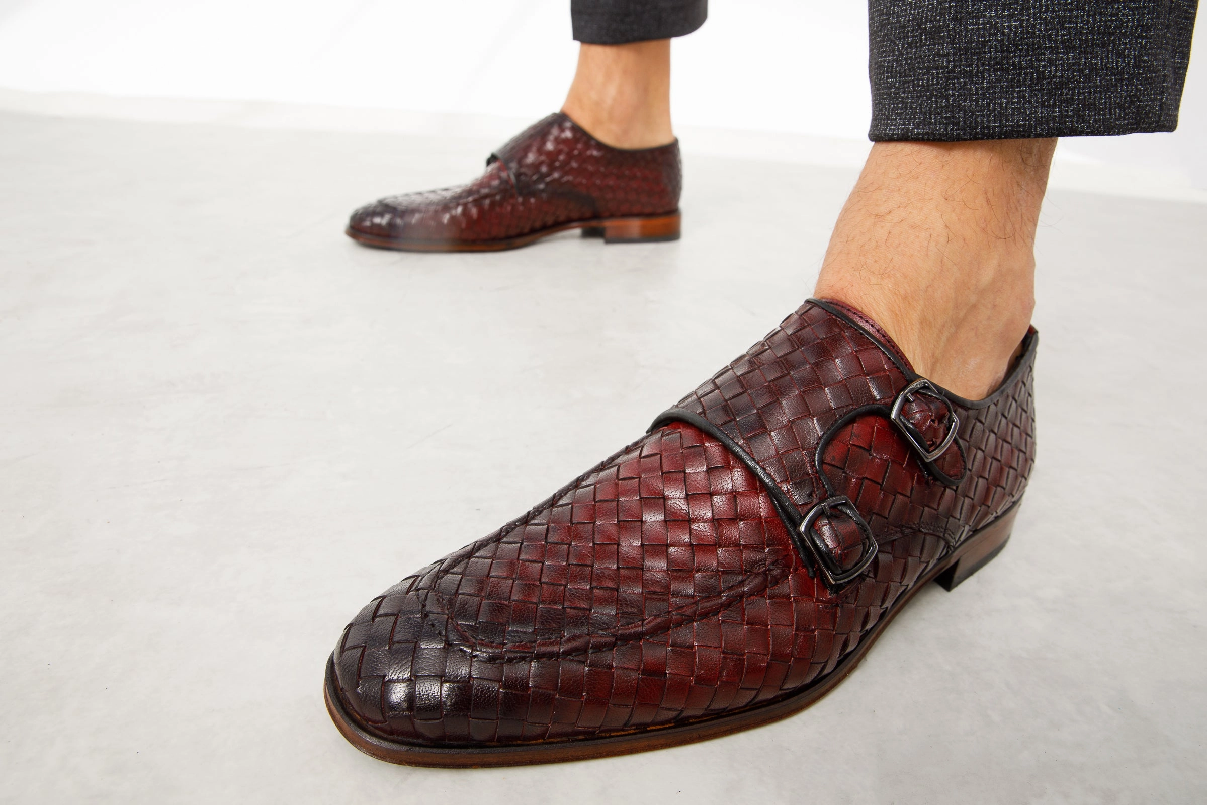 Shoes To Wear With Dress Shorts The Turan Burgundy Woven Double Monk Strap Dress Men  Shoe