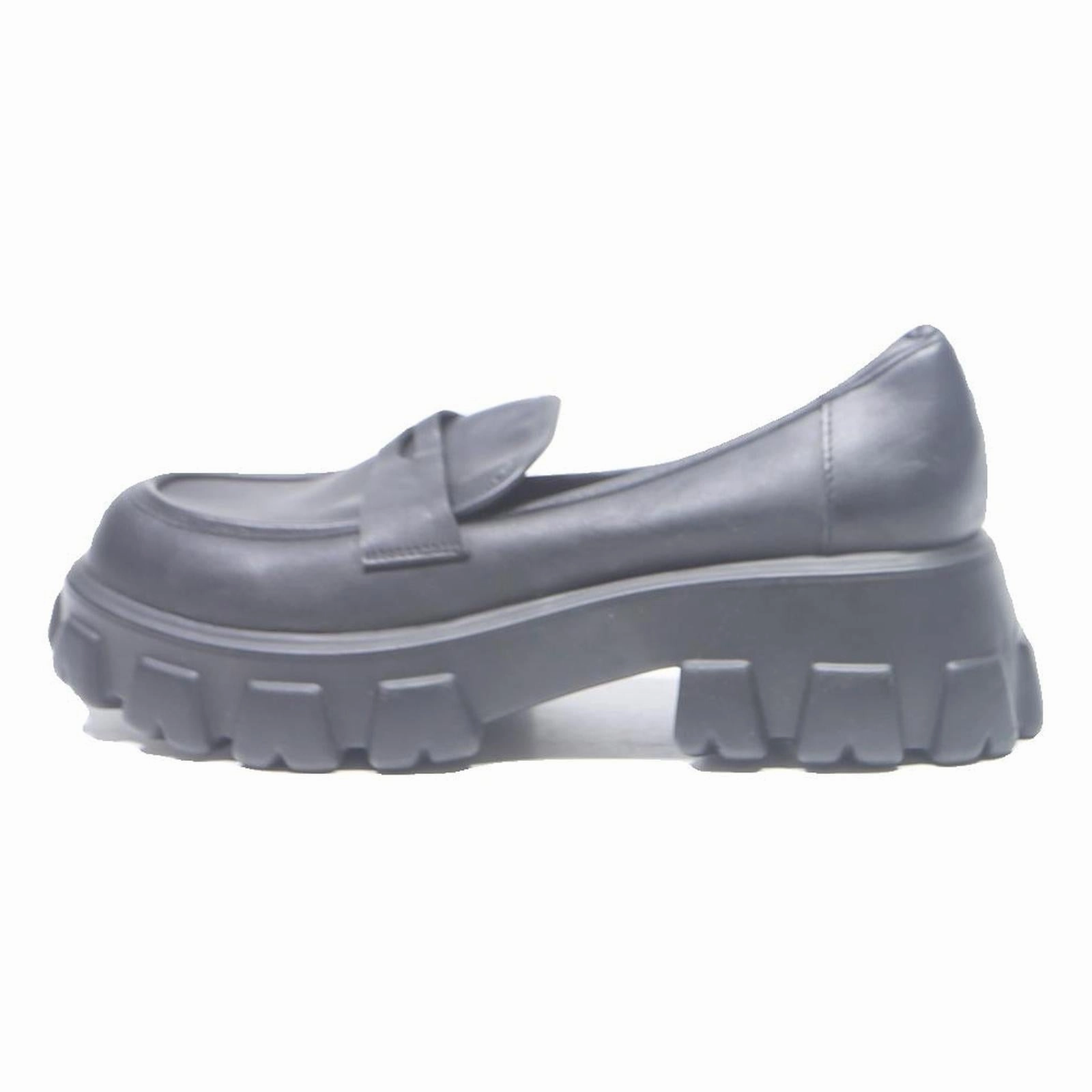 BAMBOO Womens Chunky Platform Loafer Shoes Black Leather UK 6 Trendy Comfort Jcpenney Loafers