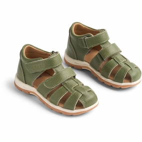 Schutz Flat Sandals Wheat Green Sandal Frei