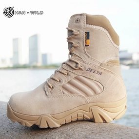 Boots With A Low Heel Winter Autumn Men Military Boots Quality Special Force Tactical Desert Combat Ankle Boats Army Work Shoes Leather Snow Boots