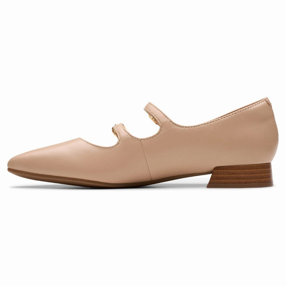 Clarks Natalyn Lane Beige Leather Shoe (Women's) Dress Shoes For Job Interview