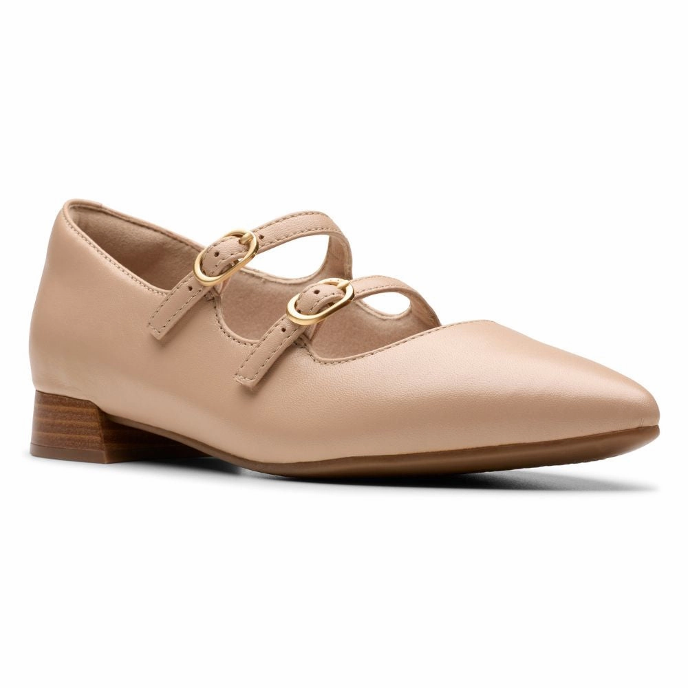 Non Leather Dress Shoes Clarks Natalyn Lane Beige Leather Shoe (Women's)