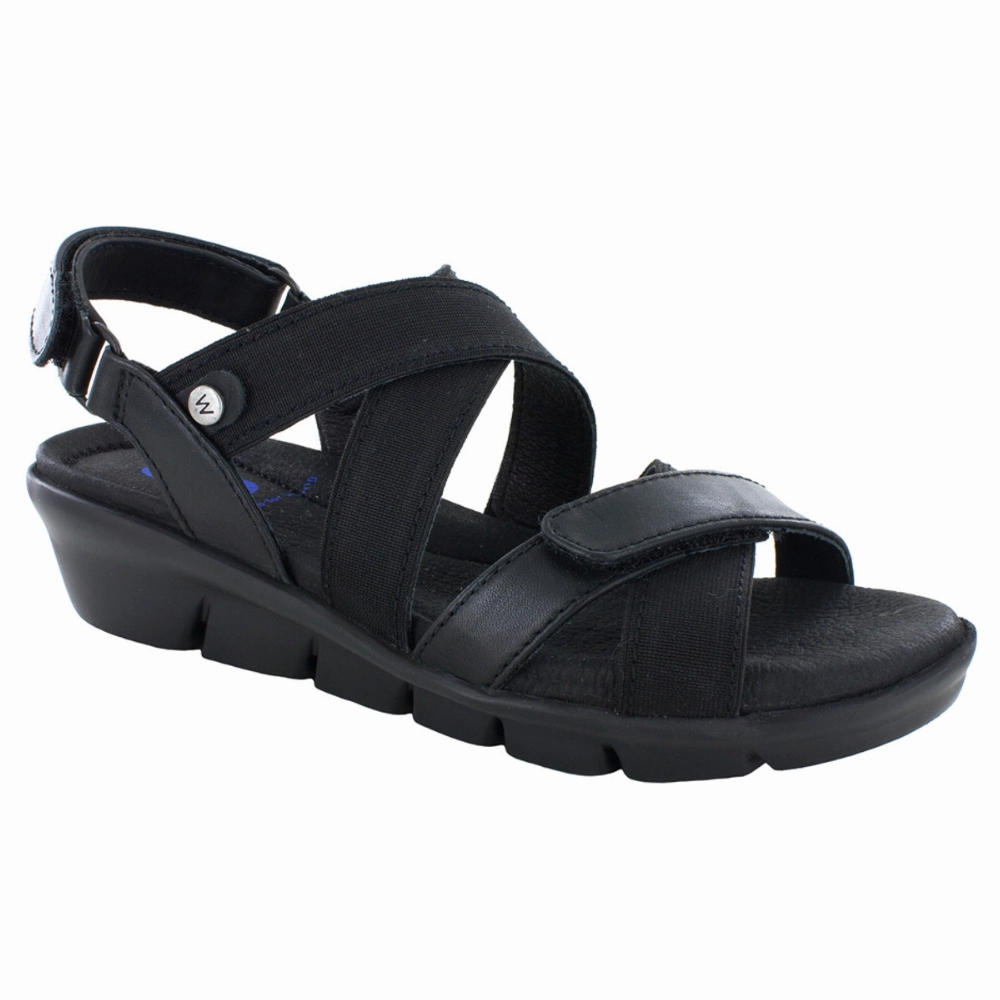 Bridal Sandals Flat Wolky Electra Black Mighty Leather Strappy Sandal (Women's)
