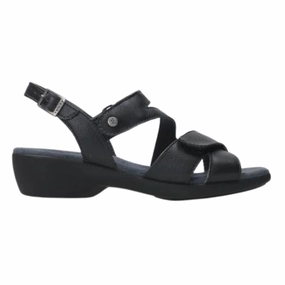 Wolky Fria Black Leather Sandal (Women's) Sandals Beaches